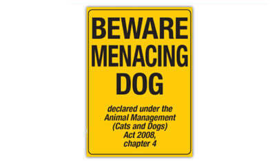 Menacing Dog Sign QLD