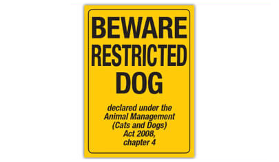Restricted Dog Sign QLD