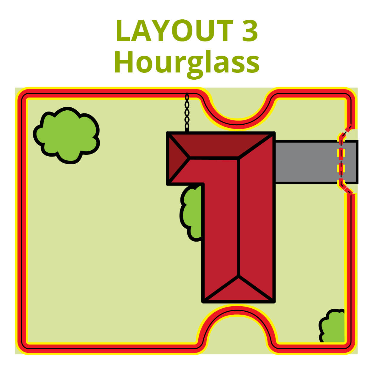 Dog Fence Hour Glass Layout